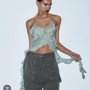 Zara green flowy top